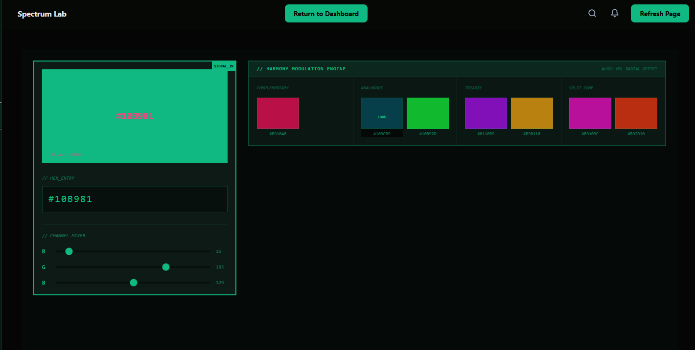 Spectrum Lab Color Palette UI